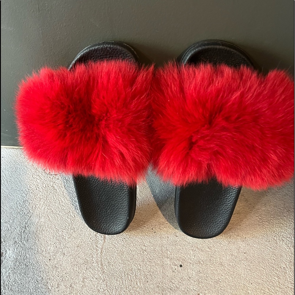 Genuine Fox Fur Slides